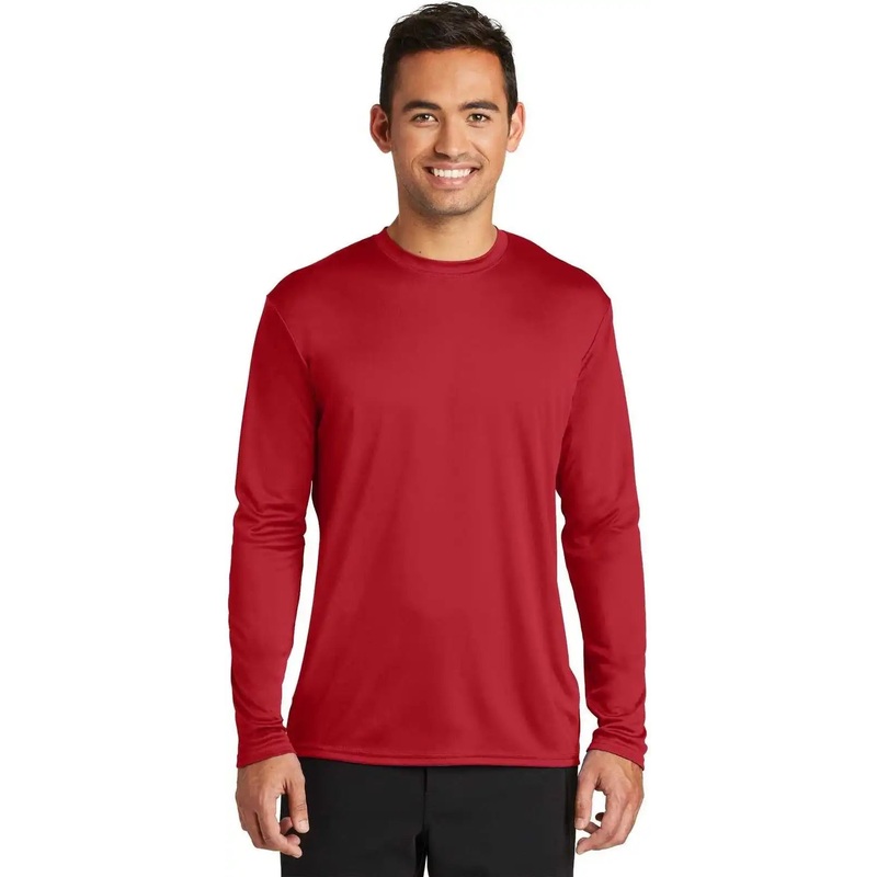 Port & Company PC380LS Long Sleeve Performance Tee – Red