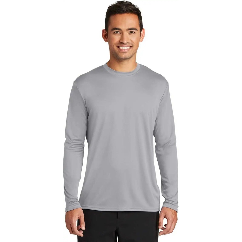 Port & Company PC380LS Long Sleeve Performance Tee – Silver