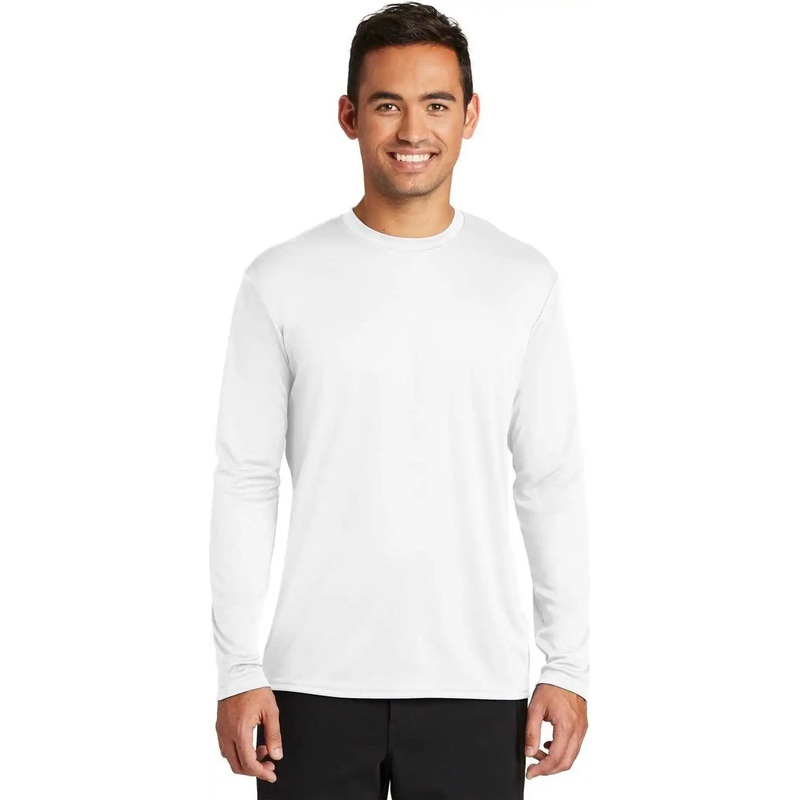 Port & Company PC380LS Long Sleeve Performance Tee – White