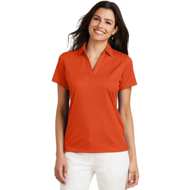 Port Authority L528 Ladies Performance Fine Jacquard Polo – Autumn Orange