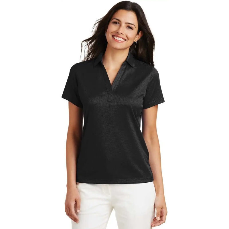 Port Authority L528 Ladies Performance Fine Jacquard Polo – Black