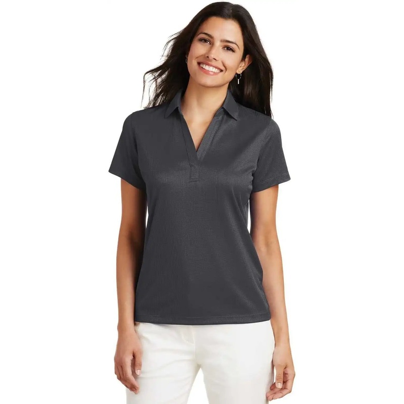 Port Authority L528 Ladies Performance Fine Jacquard Polo – Gray Smoke