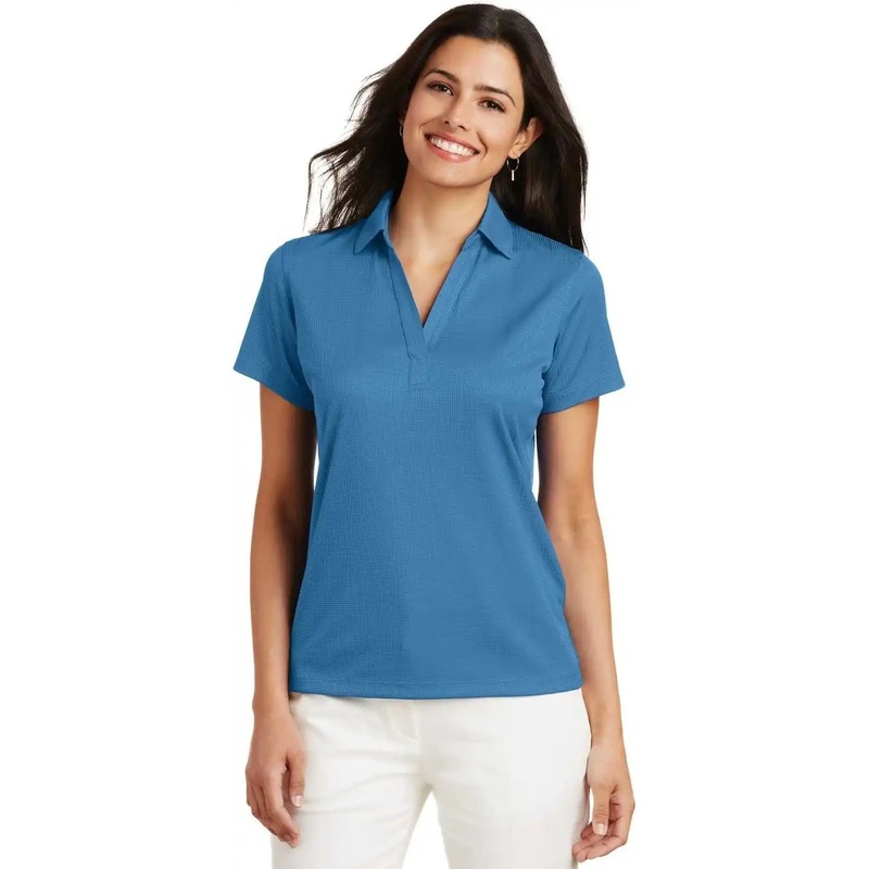 Port Authority L528 Ladies Performance Fine Jacquard Polo – Ocean Blue