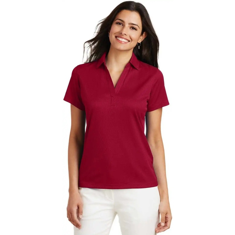 Port Authority L528 Ladies Performance Fine Jacquard Polo – Rich Red