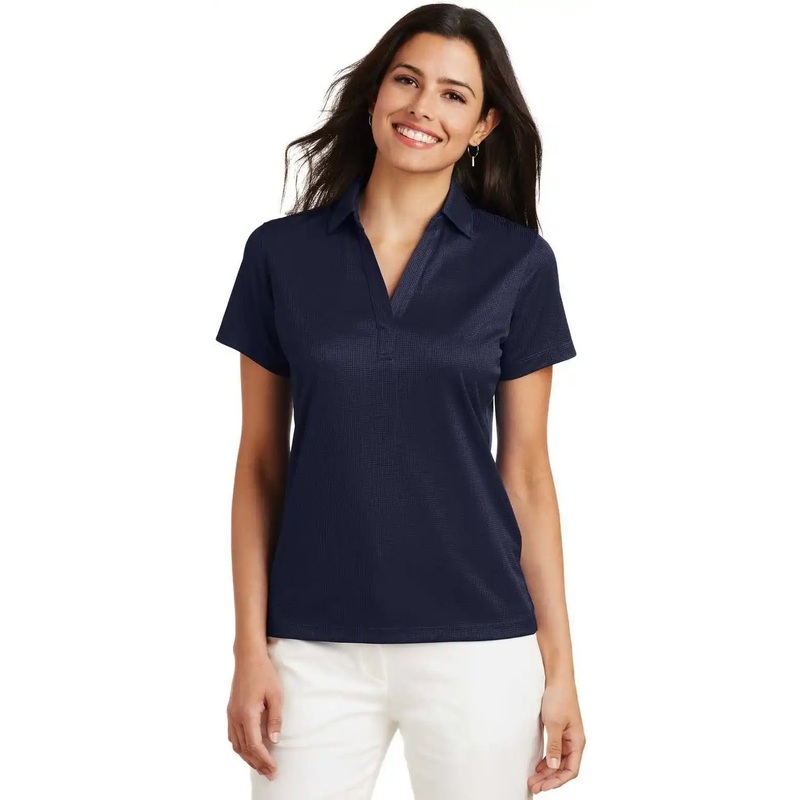 Port Authority L528 Ladies Performance Fine Jacquard Polo – True Navy