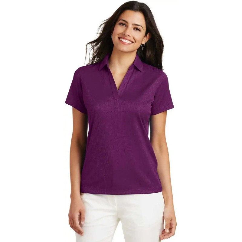 Port Authority L528 Ladies Performance Fine Jacquard Polo – Violet Purple