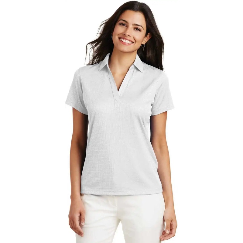 Port Authority L528 Ladies Performance Fine Jacquard Polo – White