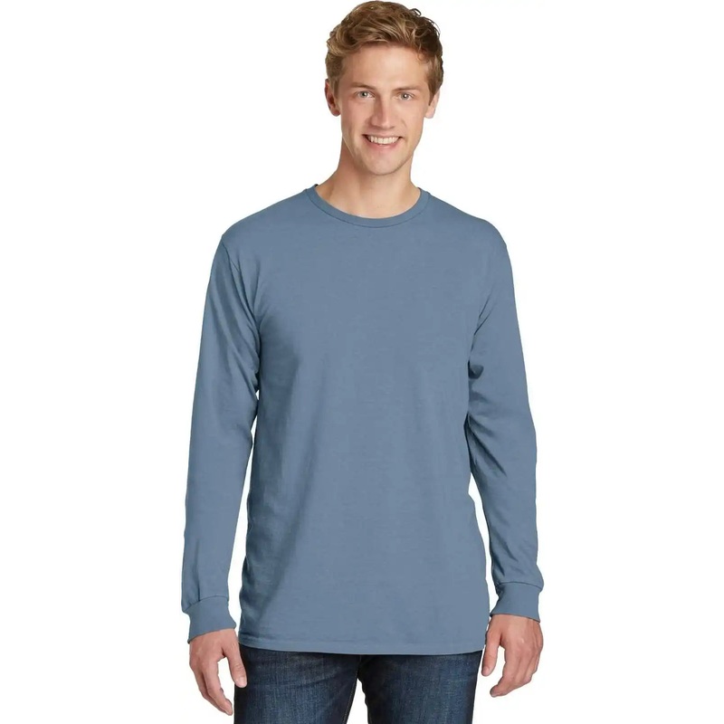 Port & Company PC099LS Beach Wash Garment-Dyed Long Sleeve Tee – Denim Blue