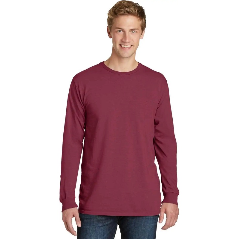 Port & Company PC099LS Beach Wash Garment-Dyed Long Sleeve Tee – Merlot