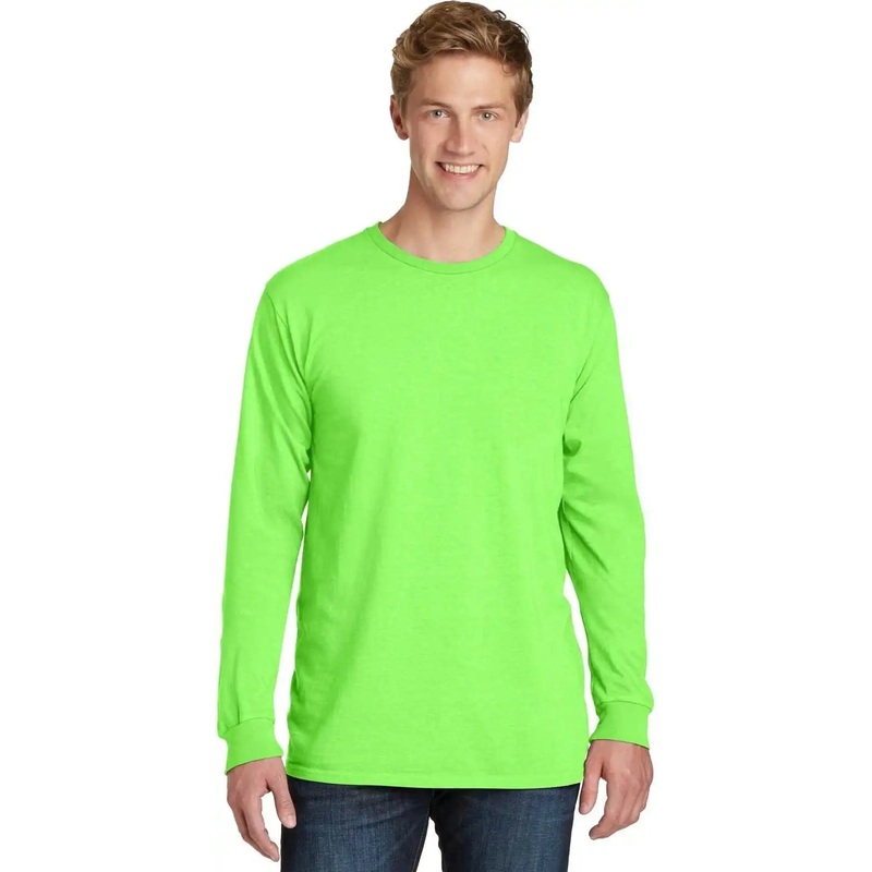 Port & Company PC099LS Beach Wash Garment-Dyed Long Sleeve Tee – Neon Green