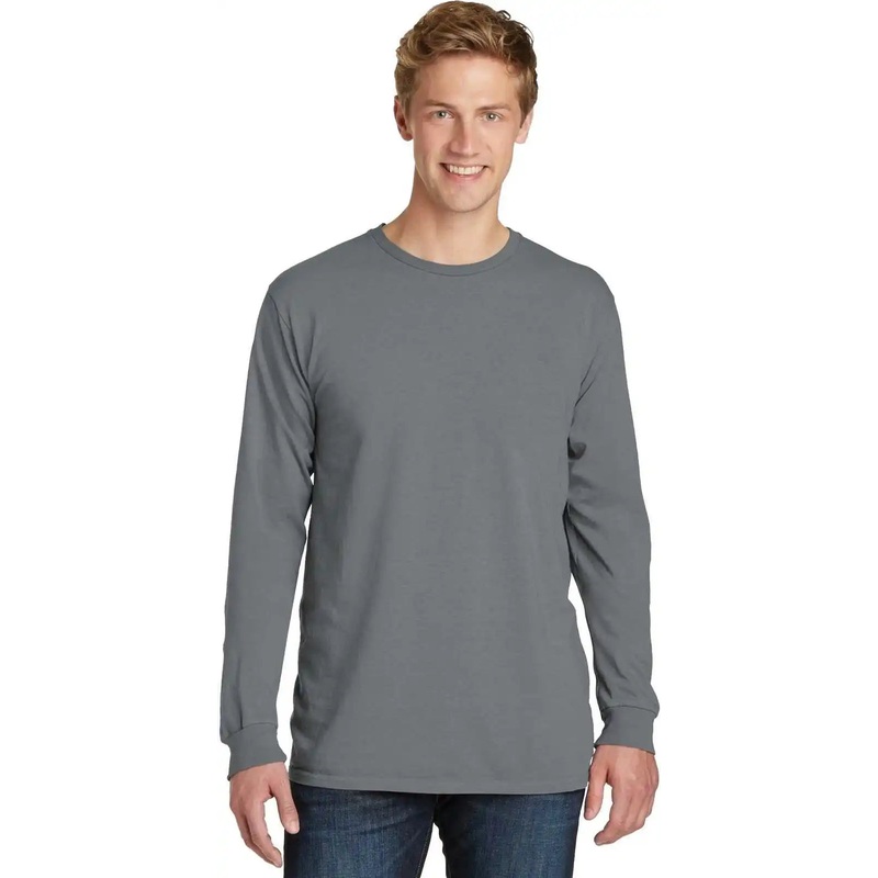 Port & Company PC099LS Beach Wash Garment-Dyed Long Sleeve Tee – Pewter
