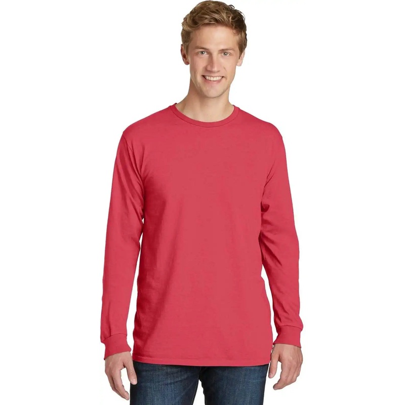 Port & Company PC099LS Beach Wash Garment-Dyed Long Sleeve Tee – Poppy
