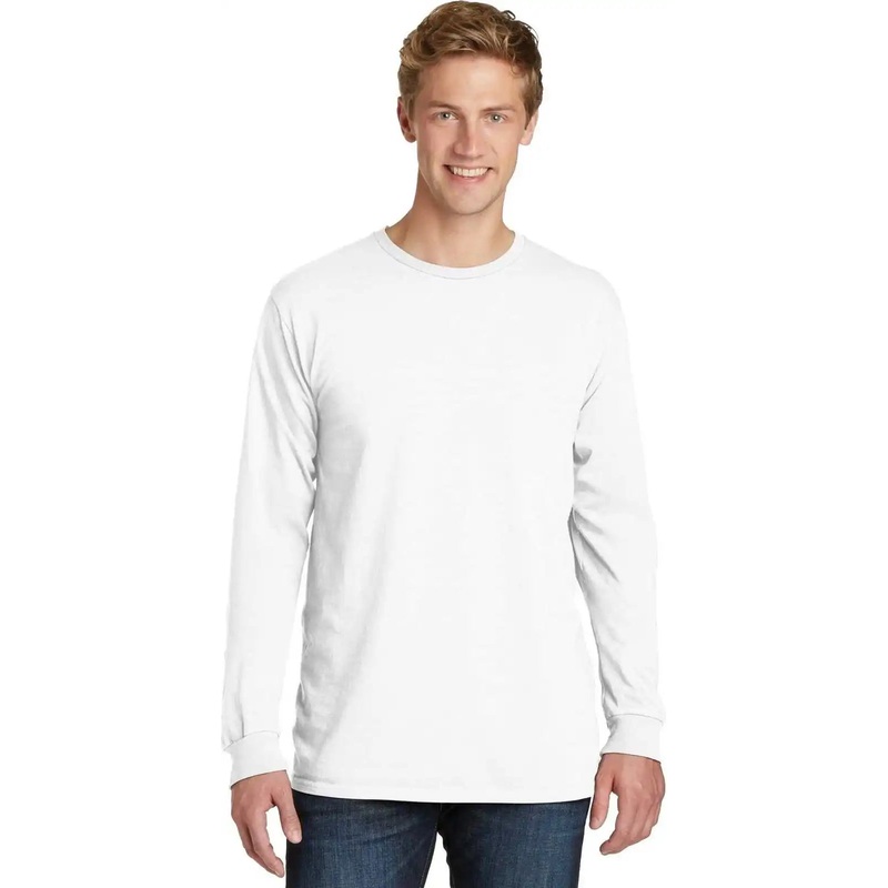 Port & Company PC099LS Beach Wash Garment-Dyed Long Sleeve Tee – White