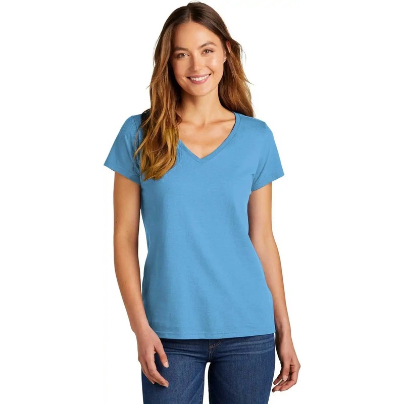 District DT5002 Women’s The Concert Tee V-Neck – Aquatic Blue