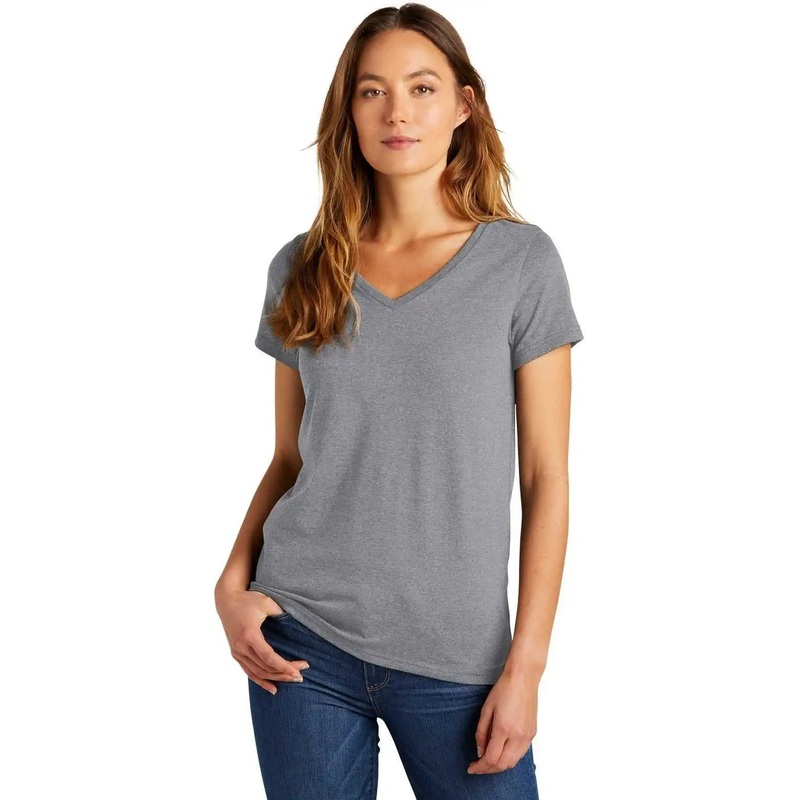 District DT5002 Women’s The Concert Tee V-Neck – Heather Grey