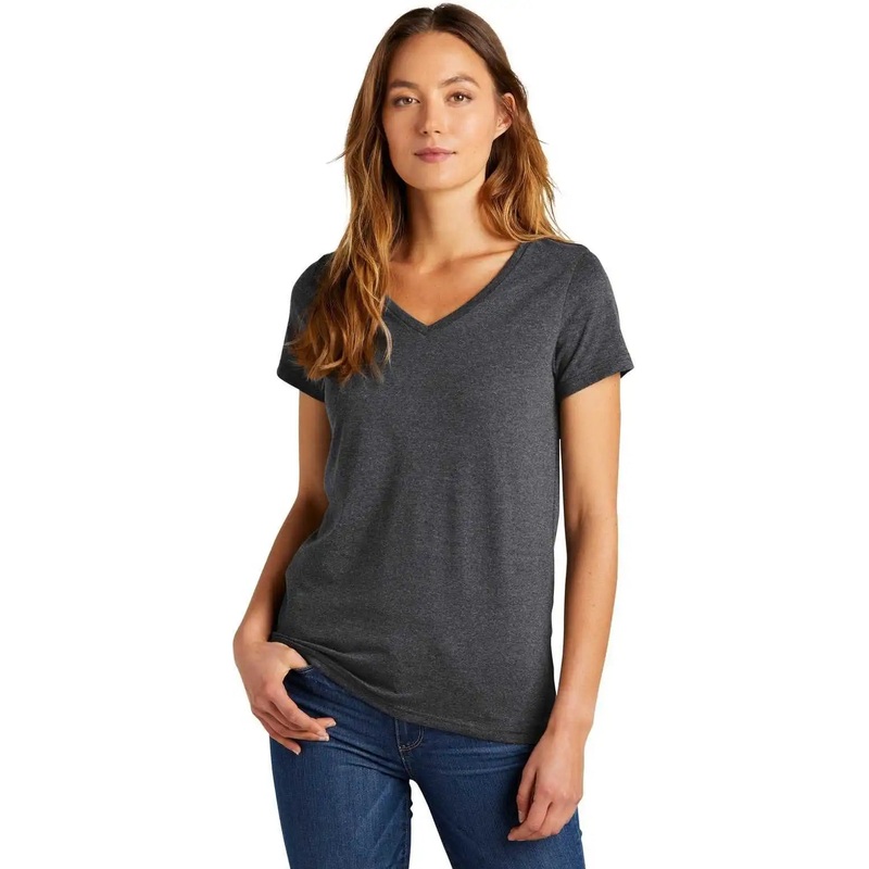 District DT5002 Women’s The Concert Tee V-Neck – Heathered Charcoal