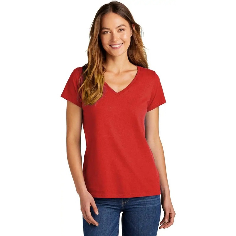 District DT5002 Women’s The Concert Tee V-Neck – New Red