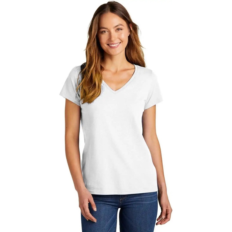 District DT5002 Women’s The Concert Tee V-Neck – White