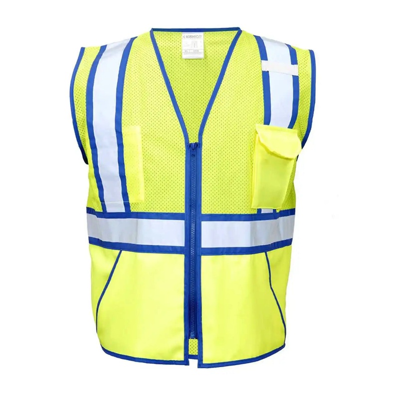 Kishigo 1598 Standard Contrast Vest – Lime Blue