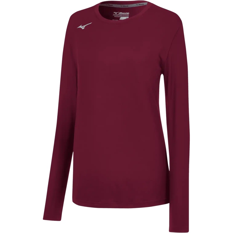 Mizuno Girl’s Long Sleeve Attack Tee – Cardinal