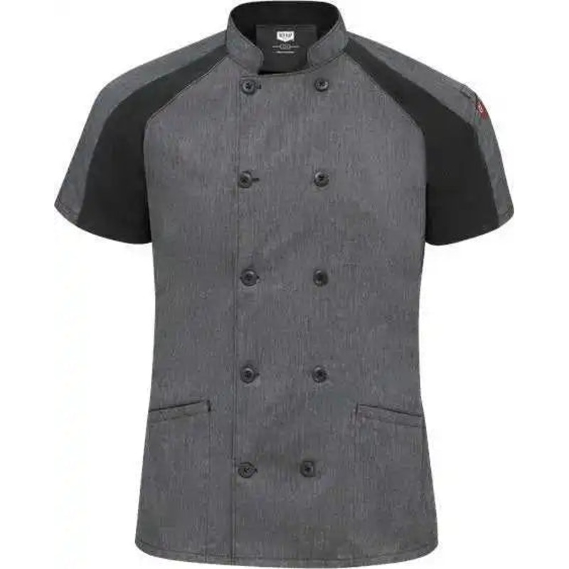 Chef Designs 051W Women’s Airflow Raglan Chef Coat – Charcoal Heather Charcoal Black Mesh