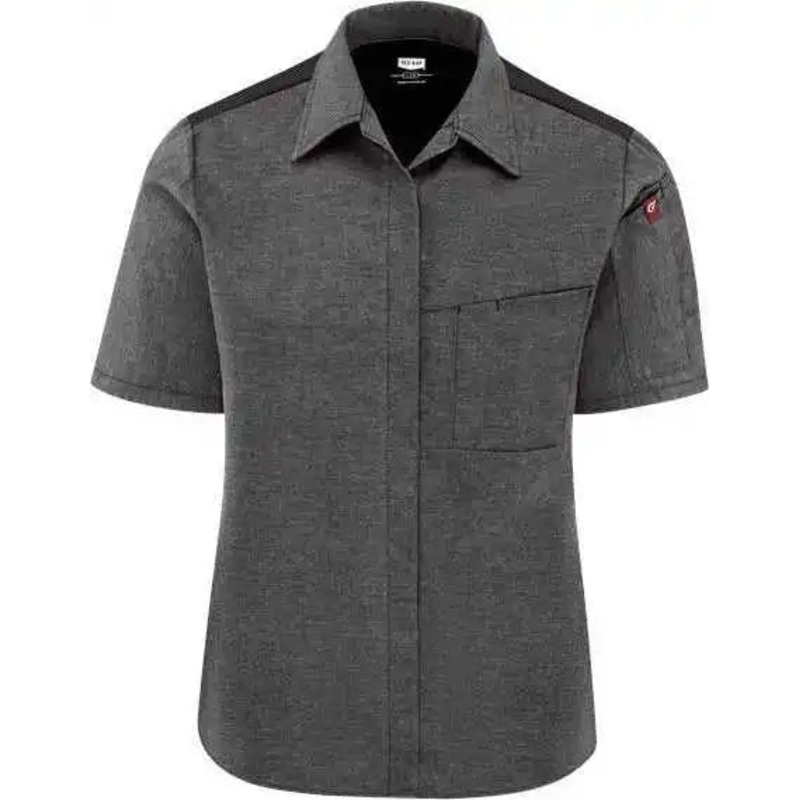 Chef Designs 501W Women’s Poplin Airflow Cook Shirt with OilBlok – Charcoal Black