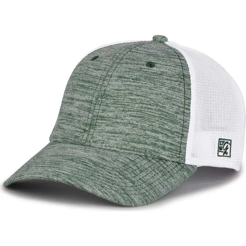 The Game GB444 Athletic Heather and Diamond Mesh Cap – Dark Green