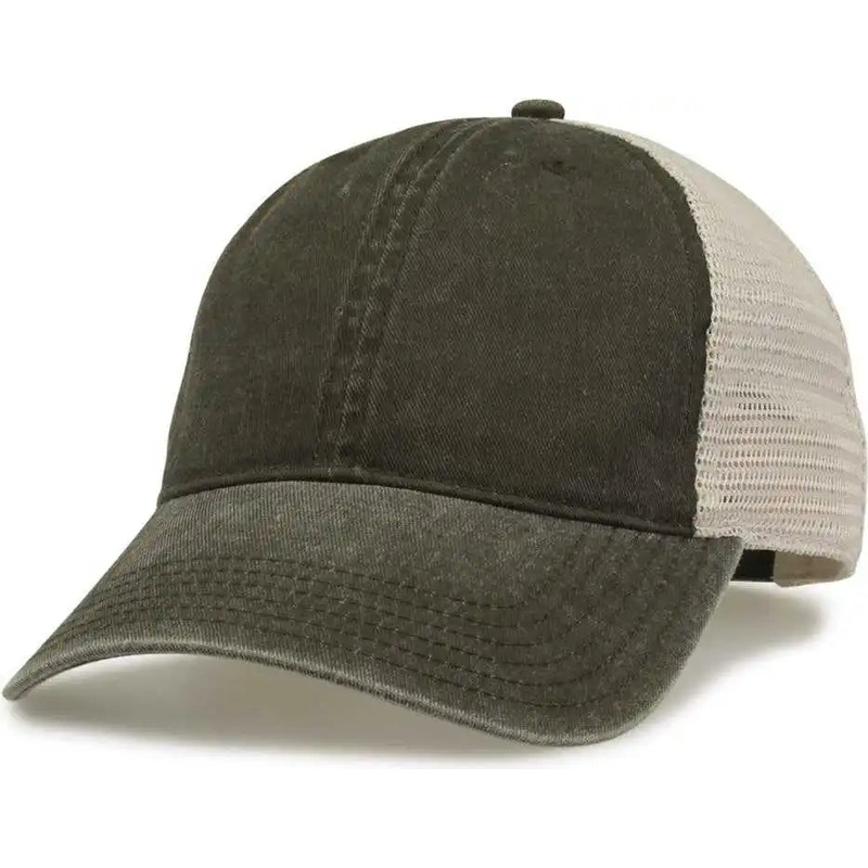 The Game GB460 Pigment Dyed Twill & Soft Trucker Cap – Army Green Sand
