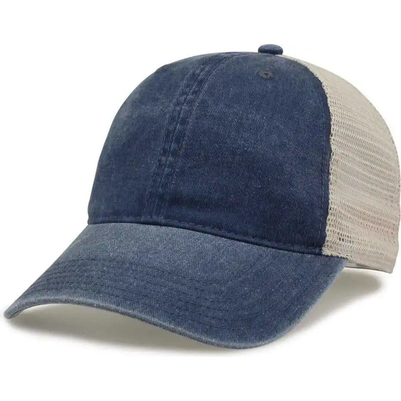 The Game GB460 Pigment Dyed Twill & Soft Trucker Cap – Navy Sand