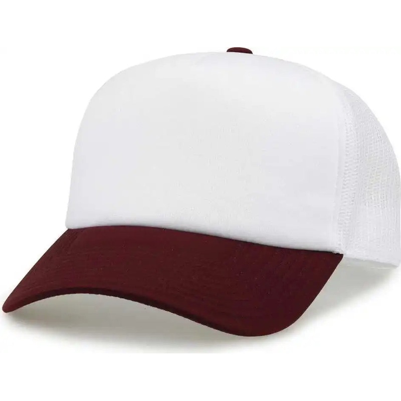 The Game GB473 Foam Front Trucker Cap – White Maroon