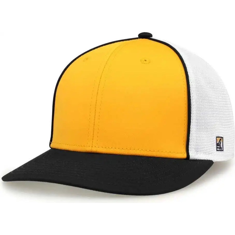 The Game GB483P On-Field GameChanger with Piping & Diamond Mesh Cap – Athletic Gold Black