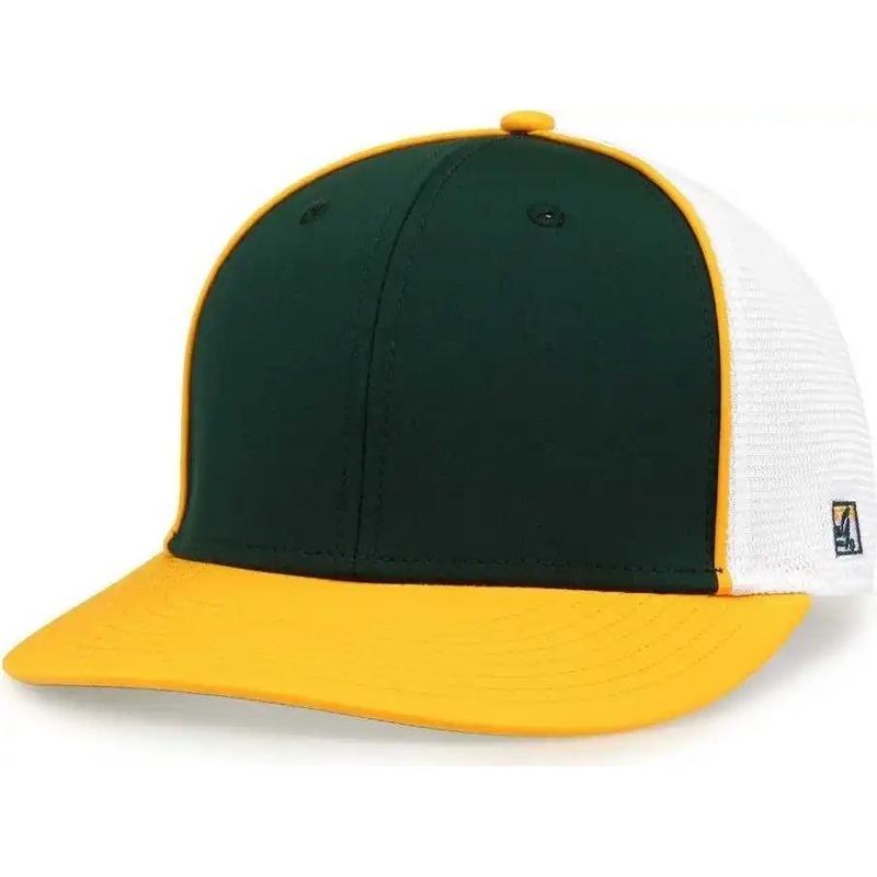 The Game GB483P On-Field GameChanger with Piping & Diamond Mesh Cap – Dark Green Gold