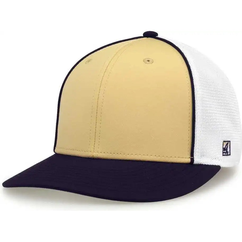 The Game GB483P On-Field GameChanger with Piping & Diamond Mesh Cap – Vegas Gold Navy