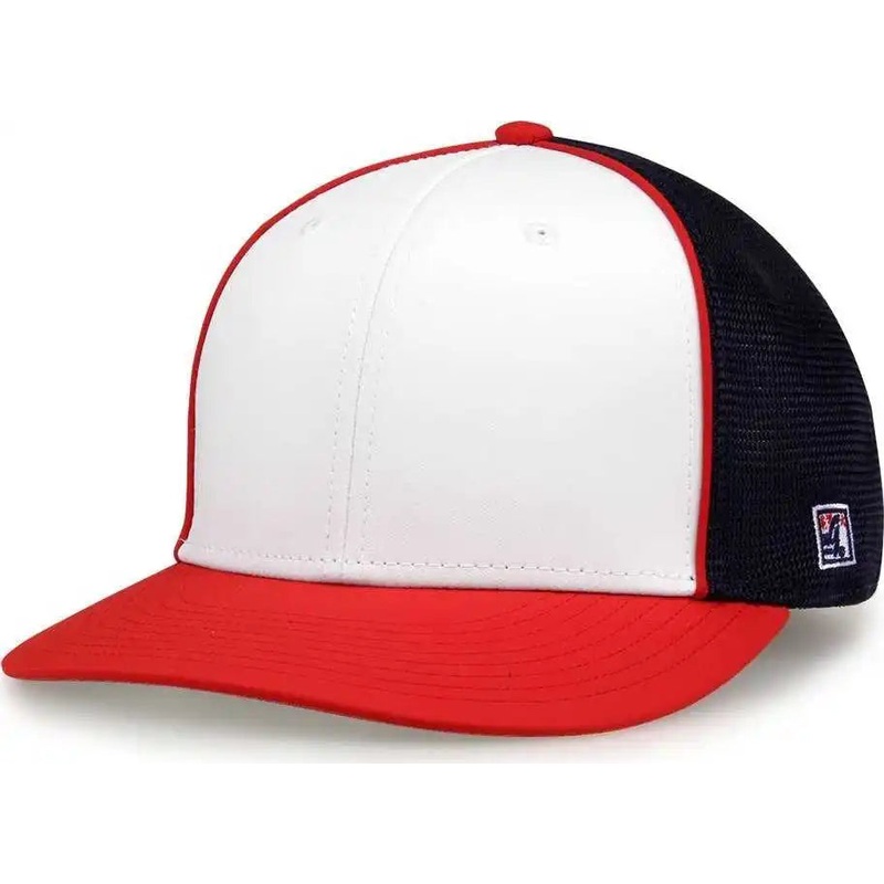 The Game GB483P On-Field GameChanger with Piping & Diamond Mesh Cap – White Red Navy
