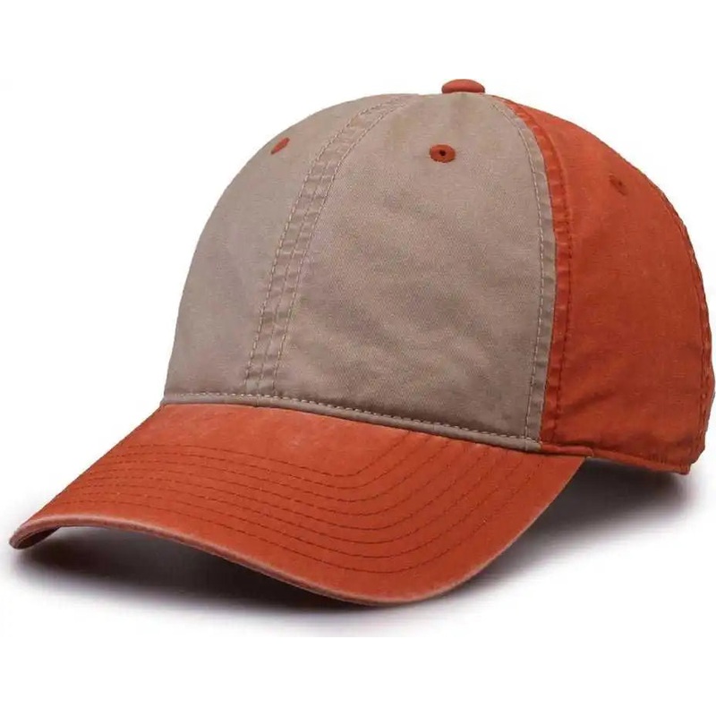 The Game GB516 Twill Color Block Cap – Khaki Tangy Tangerine