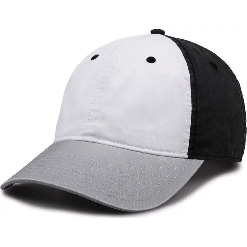 The Game GB516 Twill Color Block Cap – White Black Gray