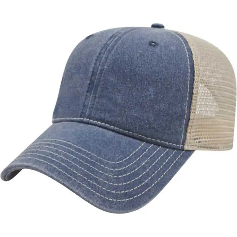 Cap America I3027 Washed Pigment Dyed with Washed Mesh Cap – Navy Stone