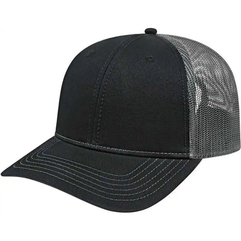 Cap America I3028 Modified Flat Bill with Mesh Back Cap – Black Charcoal