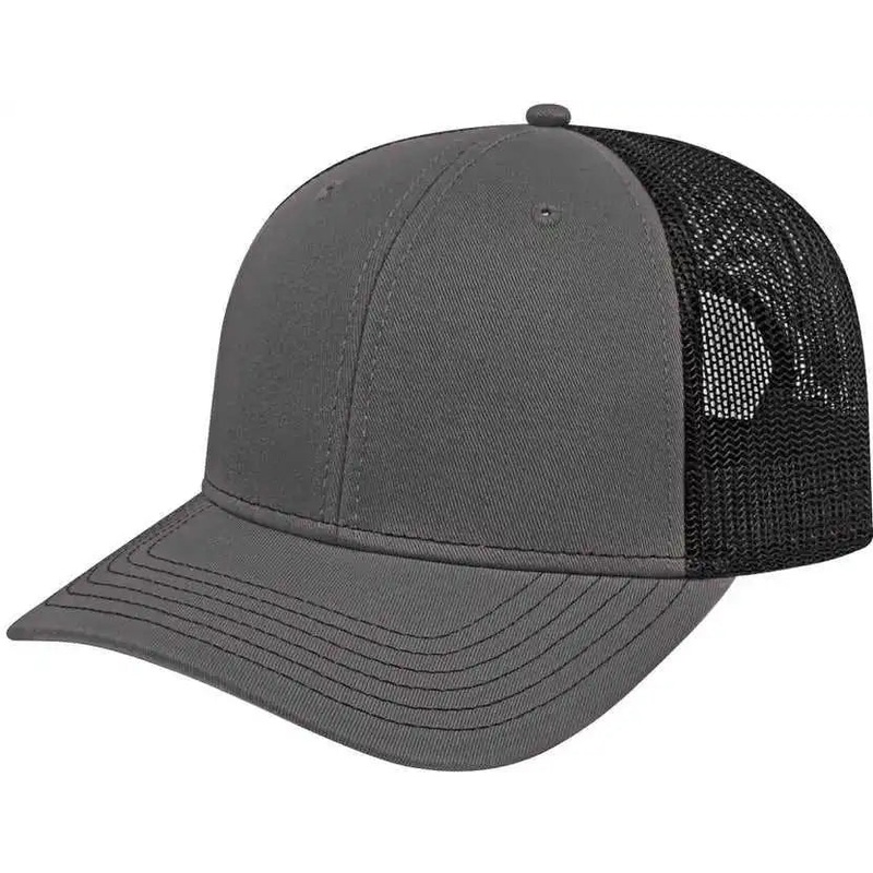 Cap America I3028 Modified Flat Bill with Mesh Back Cap – Charcoal Black