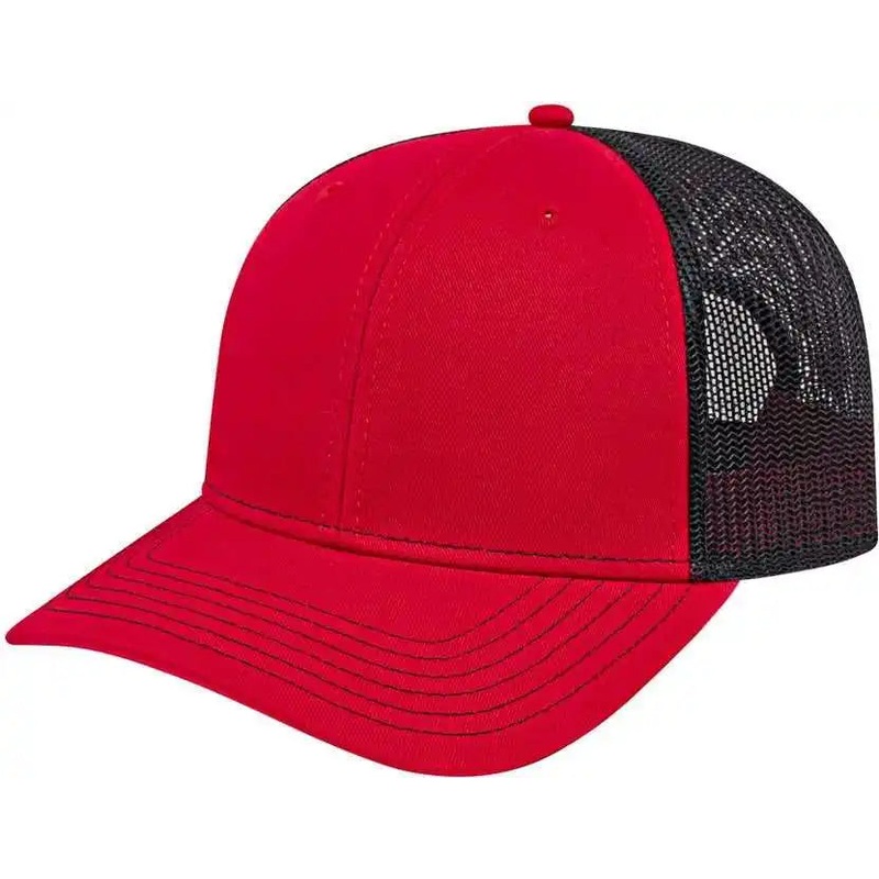 Cap America I3028 Modified Flat Bill with Mesh Back Cap – Red Black