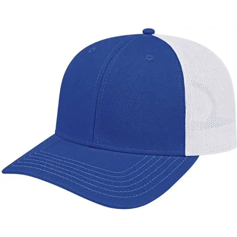 Cap America I3028 Modified Flat Bill with Mesh Back Cap – Royal White