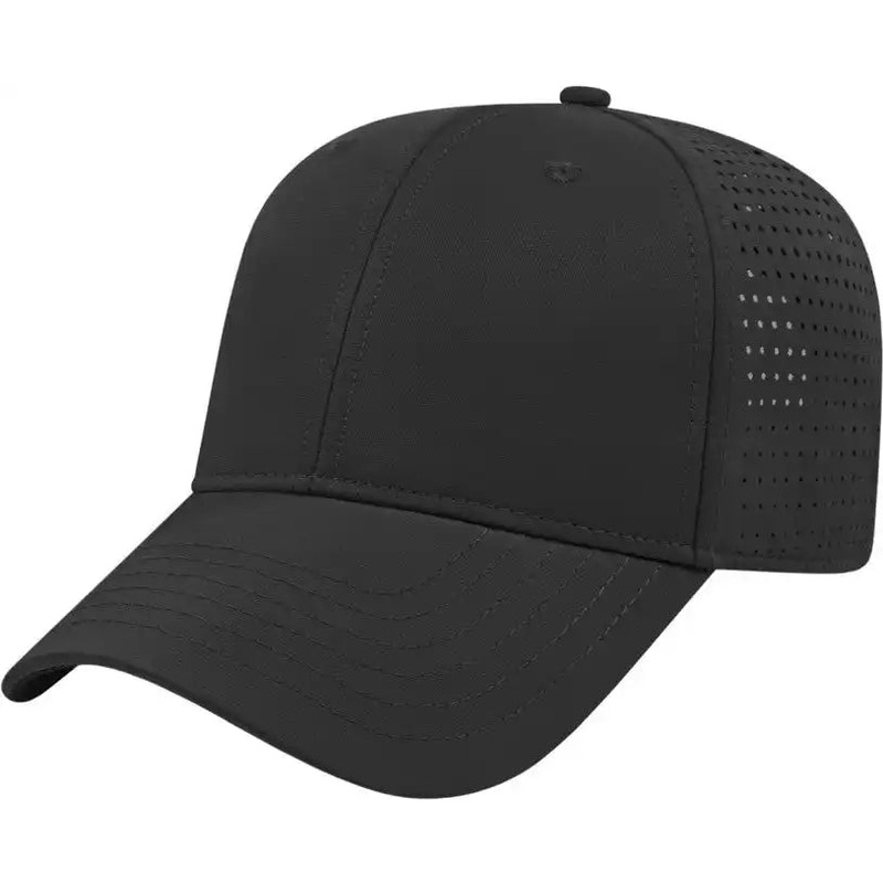 Cap America I7038 Perforated Polyester Cap – Black