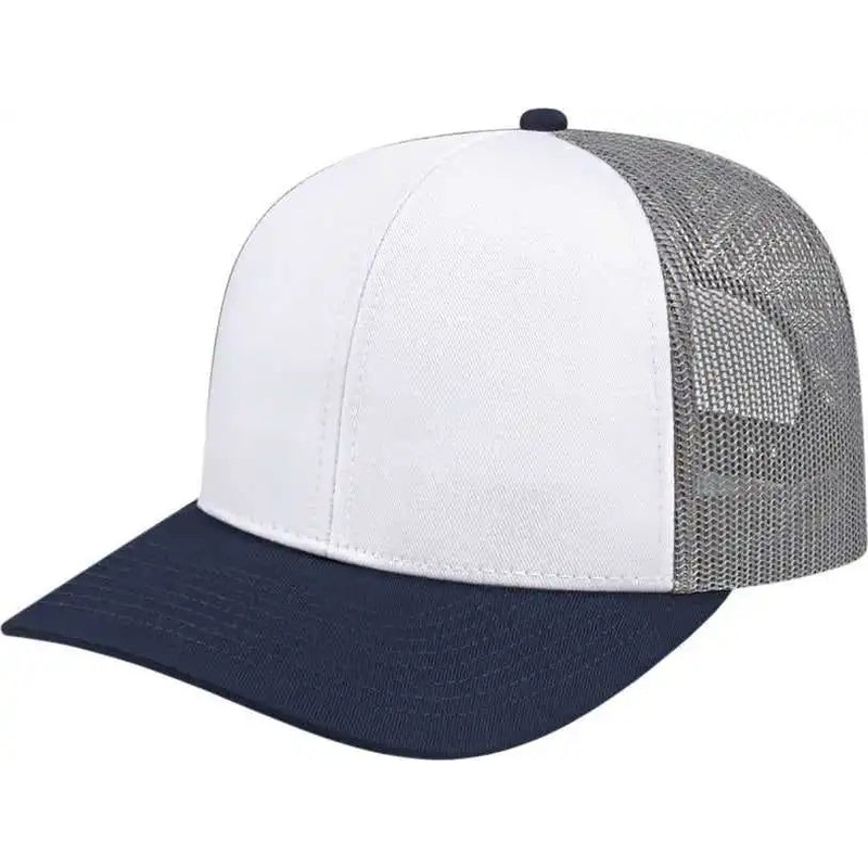 Cap America I3038 Poly/Cotton Mesh Back Cap – White Navy Gray