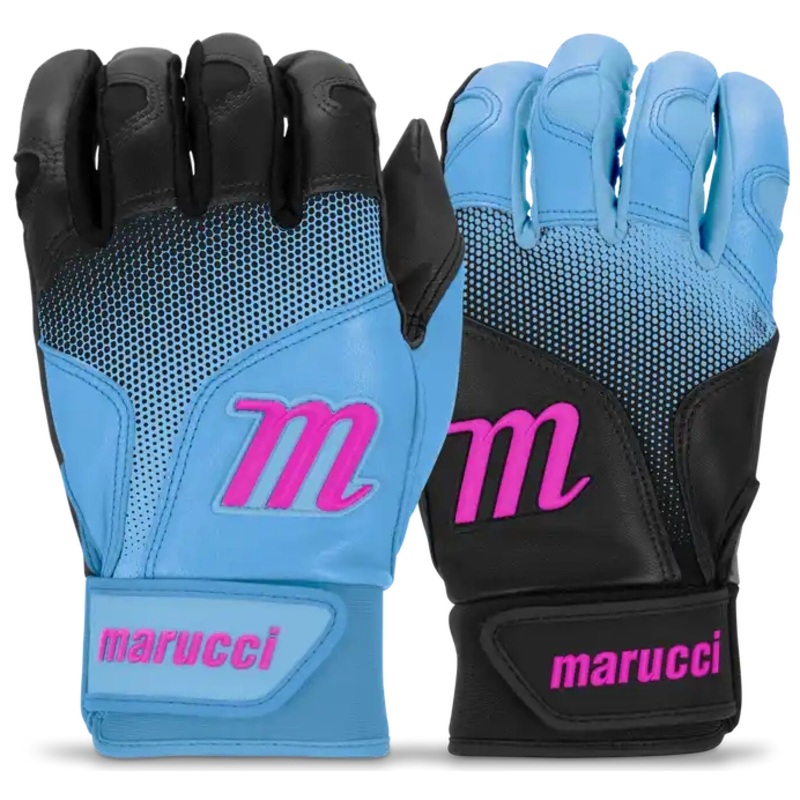 Marucci PWR FADE Batting Gloves Youth Pair – Black Columbia Blue