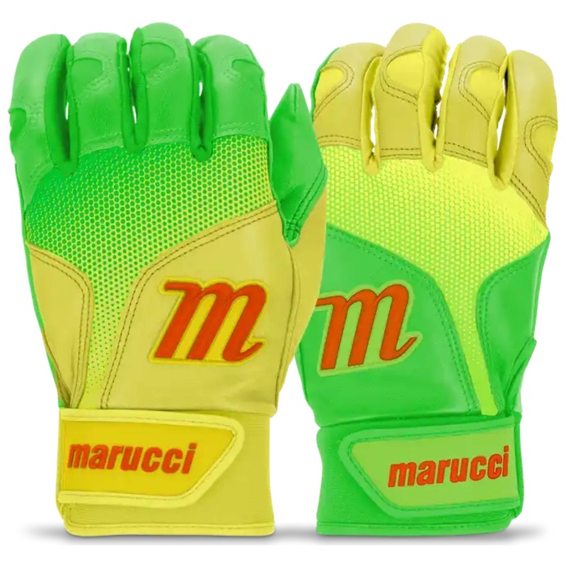 Marucci PWR FADE Batting Gloves Youth Pair – Lime Green Yellow
