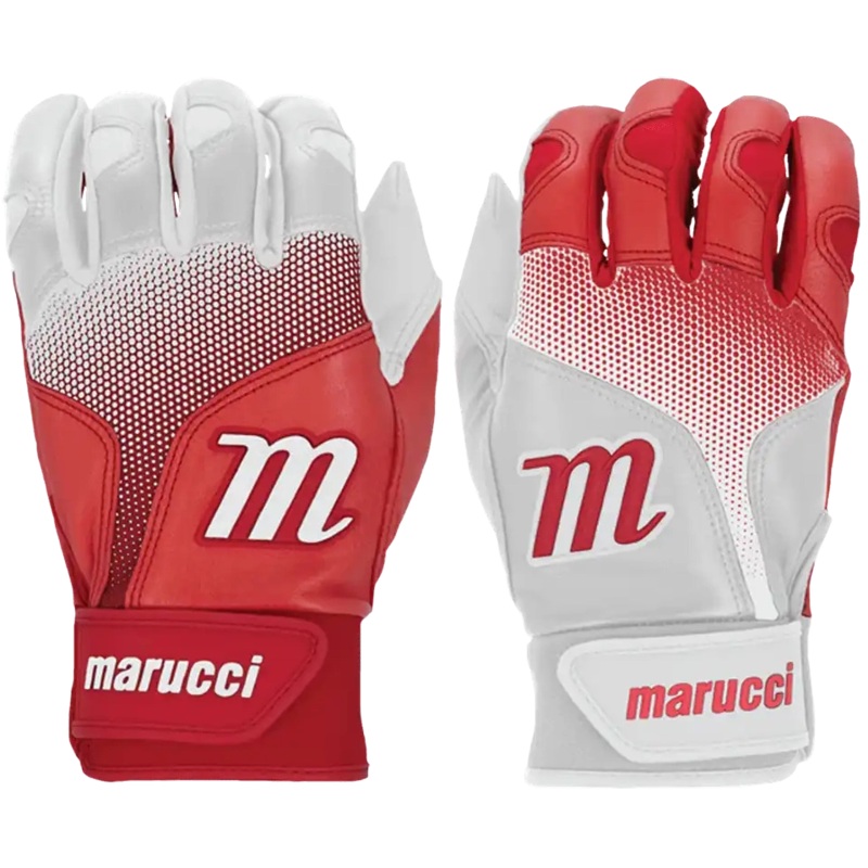 Marucci PWR FADE Batting Gloves Youth Pair – White Red