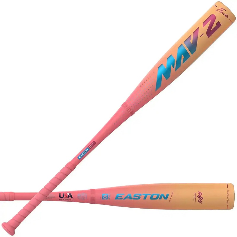 Easton 2026 Mav2 Flash (-10) 2 5/8 USA Approved Bat EUS6M2F10 – Orange Pink Blue