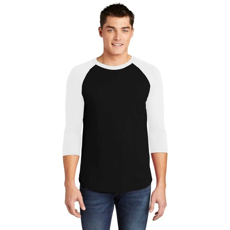 American Apparel BB453W Poly-Cotton 3/4-Sleeve Raglan T-Shirt – Black White