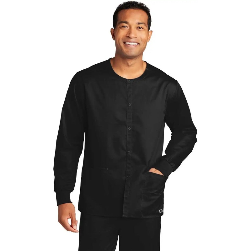 Wink WW3080 Unisex Workflex Snap-Front Scrub Jacket – Black