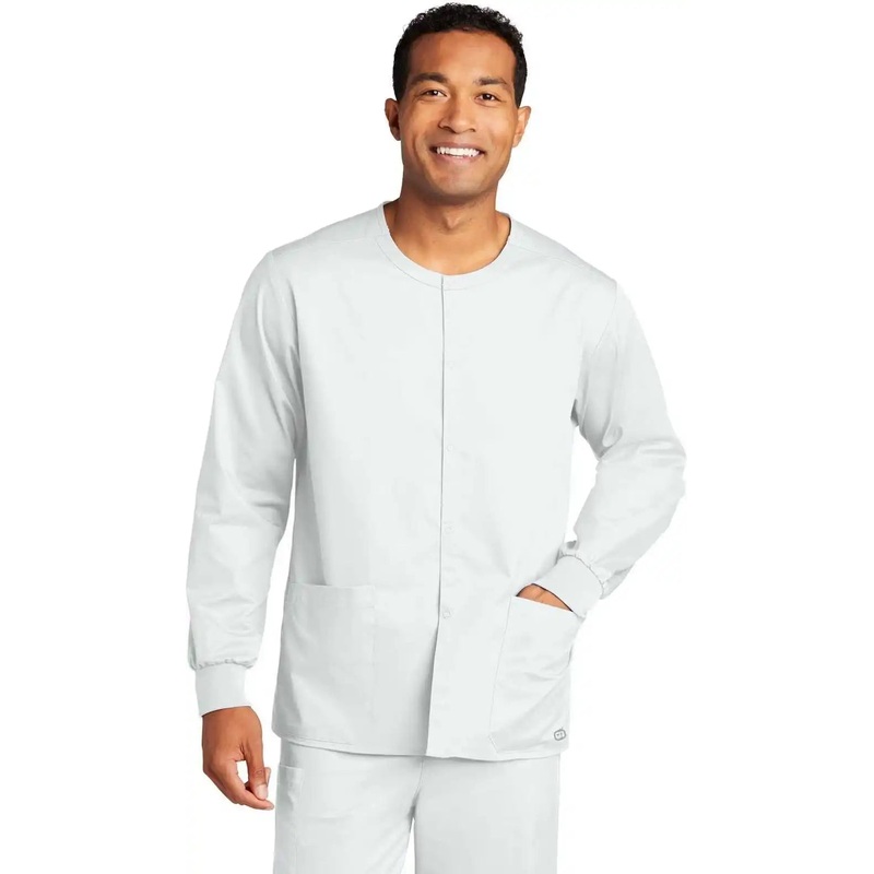 Wink WW3080 Unisex Workflex Snap-Front Scrub Jacket – White